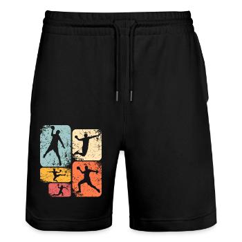 Handball Handballer - Stanley/Stella Unisex Bio Joggingshorts Trainer  - Schwarz - Vorne - Nik (191cm) & Marisol (170cm)
