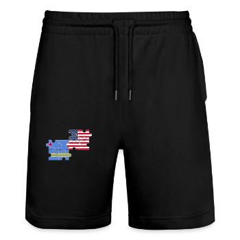 Aruba USA flag American Arubans - Stanley/Stella Trainer Unisex Organic Jogging Shorts - black - Front - Nik (191cm) & Marisol (170cm)