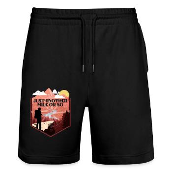 Lustiges Wandern, Camping im Freien, Natur, Berge - Stanley/Stella Unisex Bio Joggingshorts Trainer  - Schwarz - Vorne - Nik (191cm) & Marisol (170cm)