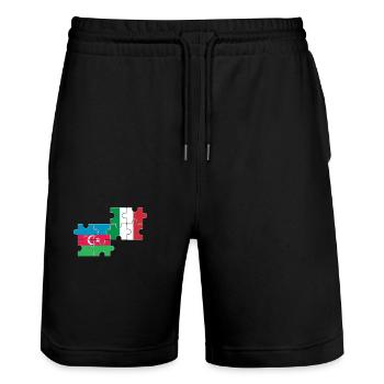 Azerbaijan Italy flag - Stanley/Stella Trainer Unisex Organic Jogging Shorts - black - Front - Nik (191cm) & Marisol (170cm)