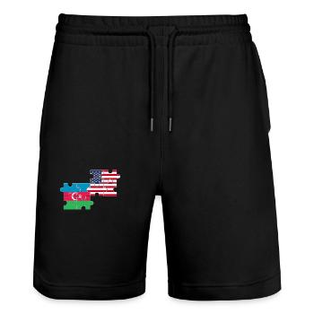 Azerbaïdjan USA Drapeau Azerbaïdjanais - Short de jogging bio TRAINER Stanley/Stella unisexe - noir - Devant - Nik (191cm) & Marisol (170cm)