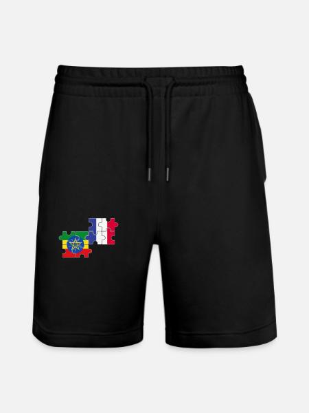 France Ethiopia Flag Ethiopian - Stanley/Stella Trainer Unisex Organic Jogging Shorts - black