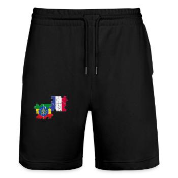 France Ethiopia Vintage Flag Ethiopian - Stanley/Stella Trainer Unisex Organic Jogging Shorts - black - Front - Nik (191cm) & Marisol (170cm)