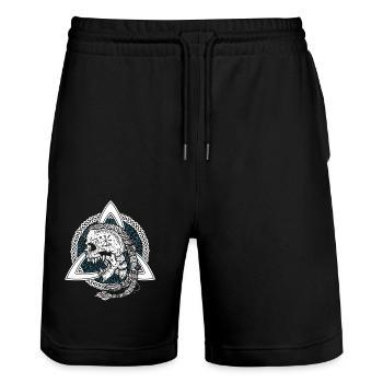 Occulte Viking Sorcières Symbole Runes Crâne Triskel - Short de jogging bio TRAINER Stanley/Stella unisexe - noir - Devant - Nik (191cm) & Marisol (170cm)