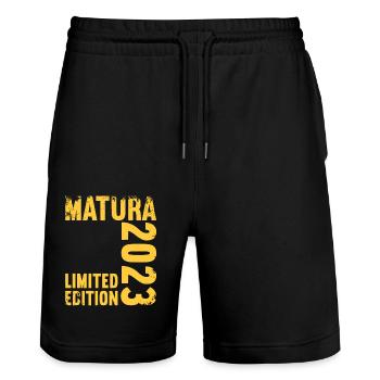 Matura Jeunes Filles Femmes et Hommes Matura 2023 - Short de jogging bio TRAINER Stanley/Stella unisexe - noir - Devant - Nik (191cm) & Marisol (170cm)