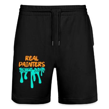 Real Painters Don't Drip Job Profession - Stanley/Stella Trainer Unisex Organic Jogging Shorts - black - Front - Nik (191cm) & Marisol (170cm)