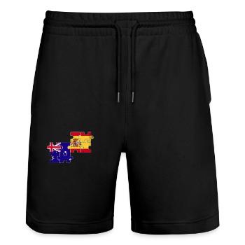Australia Spain Vintage Flag Australian - Stanley/Stella Trainer Unisex Organic Jogging Shorts - black - Front - Nik (191cm) & Marisol (170cm)