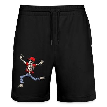 Tanzendes Skelett Hip-Hop - Stanley/Stella Unisex Bio Joggingshorts Trainer  - Schwarz - Vorne - Nik (191cm) & Marisol (170cm)