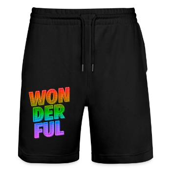 Merveilleux | Brillez avec une énergie LGBTQ positive - Short de jogging bio TRAINER Stanley/Stella unisexe - noir - Devant - Nik (191cm) & Marisol (170cm)