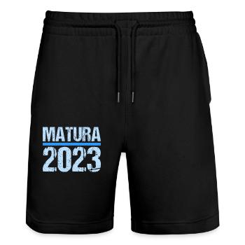 Matura Jeunes Filles Femmes et Hommes Matura 2023 - Short de jogging bio TRAINER Stanley/Stella unisexe - noir - Devant - Nik (191cm) & Marisol (170cm)