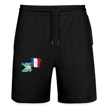 Bahamas France Drapeau Bahamiens français - Short de jogging bio TRAINER Stanley/Stella unisexe - noir - Devant - Nik (191cm) & Marisol (170cm)