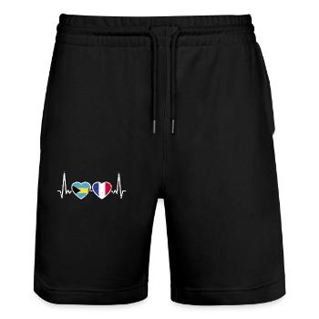 Bahamas Frankreich Vintage Herzschlag Flagge - Stanley/Stella Unisex Bio Joggingshorts Trainer  - Schwarz - Vorne - Nik (191cm) & Marisol (170cm)