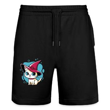 Süßes Kätzchen - Stanley/Stella Unisex Bio Joggingshorts Trainer  - Schwarz - Vorne - Nik (191cm) & Marisol (170cm)