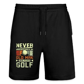 Never underestimate a golfing old man - Stanley/Stella Unisex Bio Joggingshorts Trainer  - Schwarz - Vorne - Nik (191cm) & Marisol (170cm)
