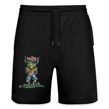 Dragon Going To School - Stanley/Stella Trainer Unisex Organic Jogging Shorts - black - Front - Nik (191cm) & Marisol (170cm)