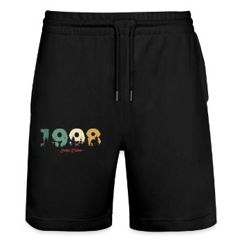 Vintage 1998 Birthday Gift - Stanley/Stella Trainer Unisex Organic Jogging Shorts - black - Front - Nik (191cm) & Marisol (170cm)