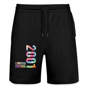 18 JAHRE 18. GEBURTSTAG LIMITED EDITION 2001 - Stanley/Stella Unisex Bio Joggingshorts Trainer  - Schwarz - Vorne - Nik (191cm) & Marisol (170cm)