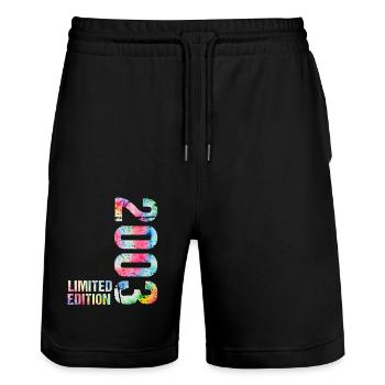 18 JAHRE 18. GEBURTSTAG LIMITED EDITION 2003 - Stanley/Stella Unisex Bio Joggingshorts Trainer  - Schwarz - Vorne - Nik (191cm) & Marisol (170cm)