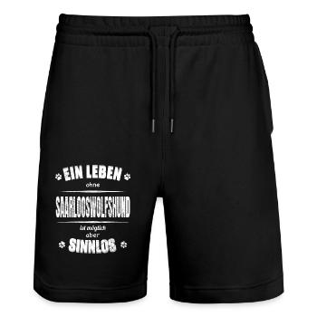 Life without a dog is pointless - Saarlooswolfhound - Stanley/Stella Trainer Unisex Organic Jogging Shorts - black - Front - Nik (191cm) & Marisol (170cm)