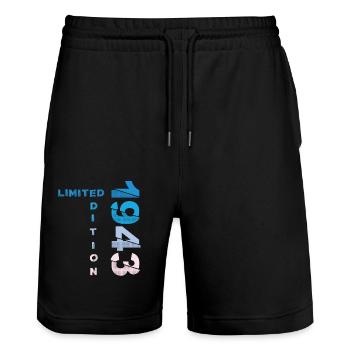 80th birthday man woman 80 years 1943 - Stanley/Stella Trainer Unisex Organic Jogging Shorts - black - Front - Nik (191cm) & Marisol (170cm)
