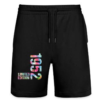 18 JAHRE 18. GEBURTSTAG LIMITED EDITION 1952 - Stanley/Stella Unisex Bio Joggingshorts Trainer  - Schwarz - Vorne - Nik (191cm) & Marisol (170cm)