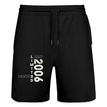 17th Birthday Man Original July Vintage 2006 - Stanley/Stella Trainer Unisex Organic Jogging Shorts - black - Front - Nik (191cm) & Marisol (170cm)