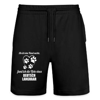 Hand & Pfote - Spruch - Deutsch Langhaar - Stanley/Stella Unisex Bio Joggingshorts Trainer  - Schwarz - Vorne - Nik (191cm) & Marisol (170cm)