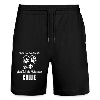 Hand & Pfote - Spruch - Collie - Stanley/Stella Unisex Bio Joggingshorts Trainer  - Schwarz - Vorne - Nik (191cm) & Marisol (170cm)