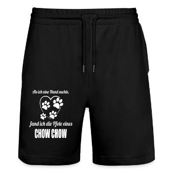 Hand & Pfote - Spruch - Chow Chow - Stanley/Stella Unisex Bio Joggingshorts Trainer  - Schwarz - Vorne - Nik (191cm) & Marisol (170cm)