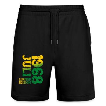 1968 Juli Limited Edition Geburtstag Geschenk - Stanley/Stella Unisex Bio Joggingshorts Trainer  - Schwarz - Vorne - Nik (191cm) & Marisol (170cm)