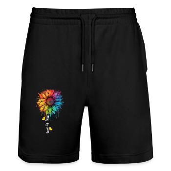 Regenbogen Sonnenblume LGBT Stolz Lesbisch Homosexuell Liebhaber Wortspiel - Stanley/Stella Unisex Bio Joggingshorts Trainer  - Schwarz - Vorne - Nik (191cm) & Marisol (170cm)