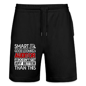 Auditor Smart Good Looking Auditor - Stanley/Stella Trainer Unisex Organic Jogging Shorts - black - Front - Nik (191cm) & Marisol (170cm)