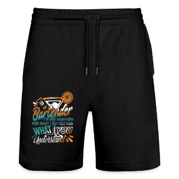 Bartender I'm A Bartender - Stanley/Stella Trainer Unisex Organic Jogging Shorts - black - Front - Nik (191cm) & Marisol (170cm)