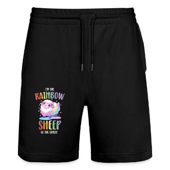 Rainbow Sheep LGBTQ Transgender Pride Community - Short de jogging bio TRAINER Stanley/Stella unisexe - noir - Devant - Nik (191cm) & Marisol (170cm)