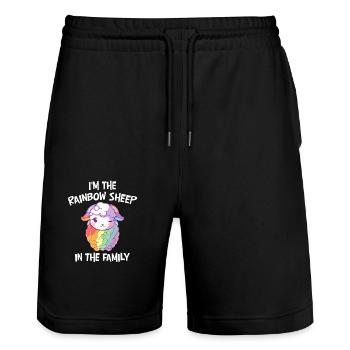 Je suis le mouton arc-en-ciel dans la famille LGBTQ Pride - Short de jogging bio TRAINER Stanley/Stella unisexe - noir - Devant - Nik (191cm) & Marisol (170cm)