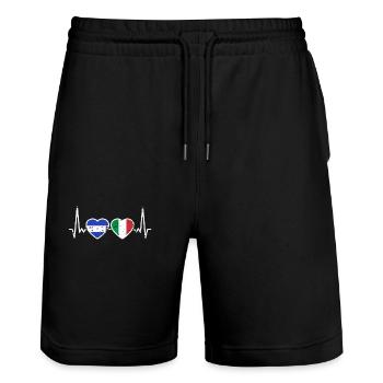 Honduras Italie Vintage Heartbeat Flag - Short de jogging bio TRAINER Stanley/Stella unisexe - noir - Devant - Nik (191cm) & Marisol (170cm)