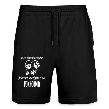 Hand & Pfote - Spruch - Foxhound - Stanley/Stella Unisex Bio Joggingshorts Trainer  - Schwarz - Vorne - Nik (191cm) & Marisol (170cm)