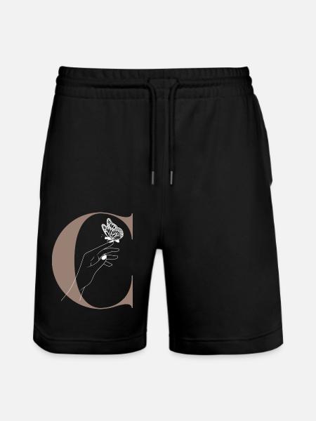 letter C magic butterfly - Stanley/Stella Trainer Unisex Organic Jogging Shorts - black