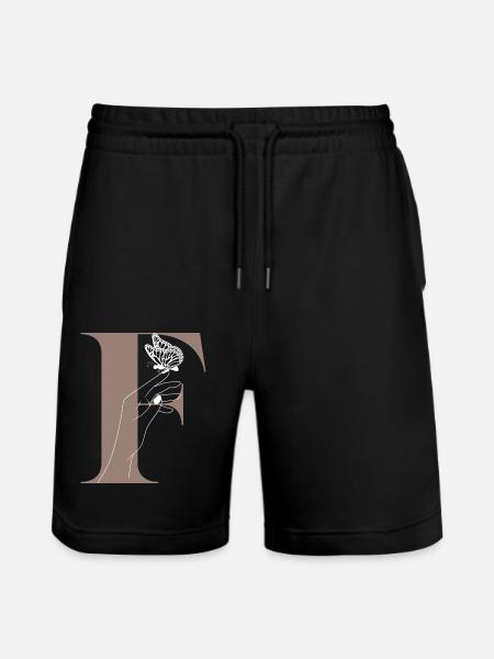 letter f magic butterfly - Stanley/Stella Trainer Unisex Organic Jogging Shorts - black