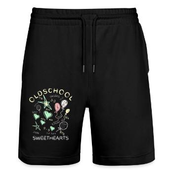 Craie tableau noir oldschool - Short de jogging bio TRAINER Stanley/Stella unisexe - noir - Devant - Nik (191cm) & Marisol (170cm)