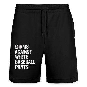 Moms Against White Baseball Pants Funny Baseball - Stanley/Stella Trainer Unisex Organic Jogging Shorts - black - Front - Nik (191cm) & Marisol (170cm)