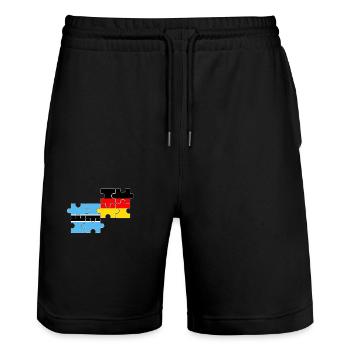 Botswana Germany Flag German Botswana - Stanley/Stella Trainer Unisex Organic Jogging Shorts - black - Front - Nik (191cm) & Marisol (170cm)