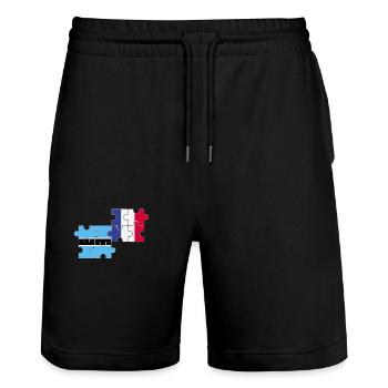 Botswana France Flag French Botswana - Stanley/Stella Trainer Unisex Organic Jogging Shorts - black - Front - Nik (191cm) & Marisol (170cm)