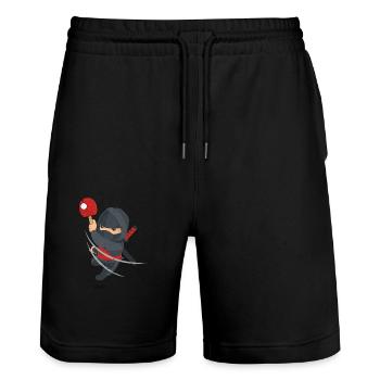 Ping Pong Ninja Lover Lustiger Tischtennisspieler - Stanley/Stella Unisex Bio Joggingshorts Trainer  - Schwarz - Vorne - Nik (191cm) & Marisol (170cm)