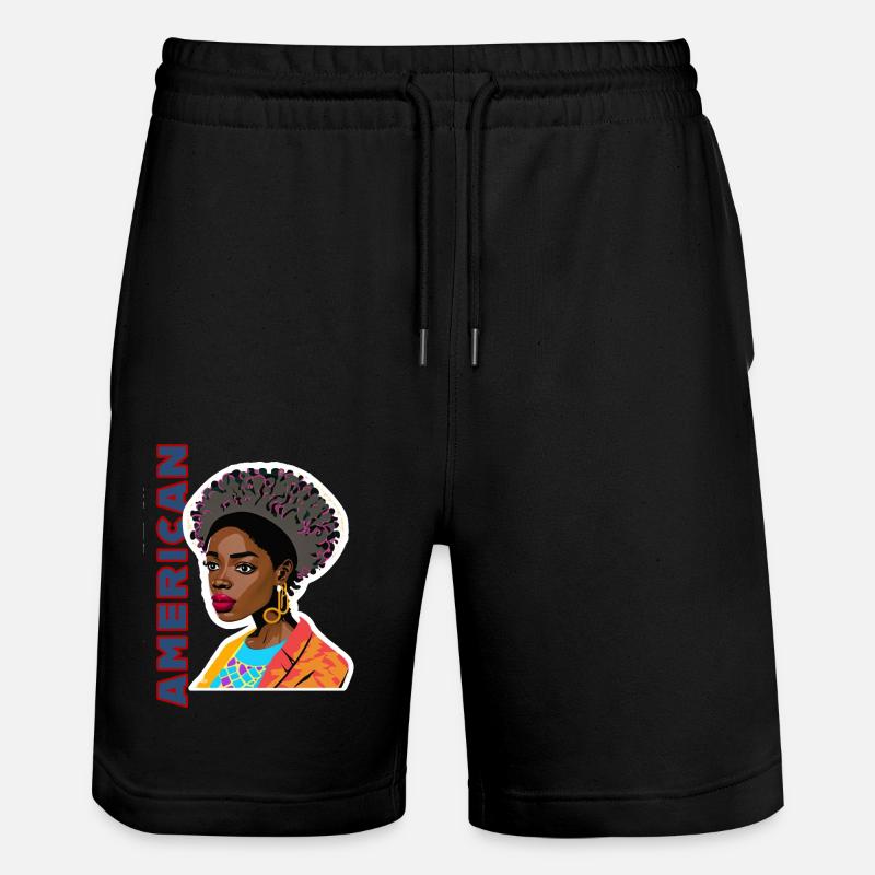 Dame noire avec lettrage américain - Short de jogging bio TRAINER Stanley/Stella unisexe - noir