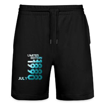 33rd Birthday Man Original July Vintage 1990 - Stanley/Stella Trainer Unisex Organic Jogging Shorts - black - Front - Nik (191cm) & Marisol (170cm)