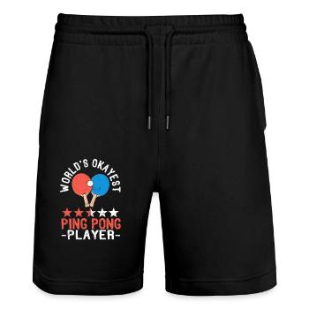 Le meilleur joueur de tennis de table du monde Drôle - Short de jogging bio TRAINER Stanley/Stella unisexe - noir - Devant - Nik (191cm) & Marisol (170cm)