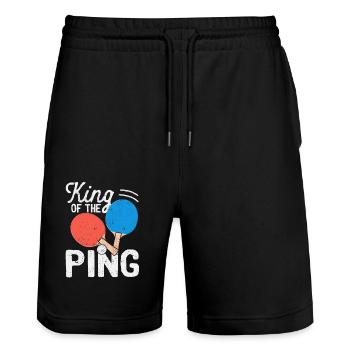 King Of The Ping Drôle Table de Tennis De Table - Short de jogging bio TRAINER Stanley/Stella unisexe - noir - Devant - Nik (191cm) & Marisol (170cm)