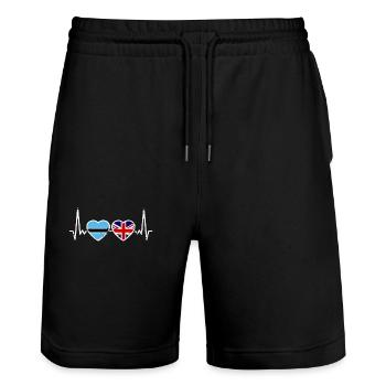 Botswana UK Vintage Herzschlag Flagge Botswanan - Stanley/Stella Unisex Bio Joggingshorts Trainer  - Schwarz - Vorne - Nik (191cm) & Marisol (170cm)