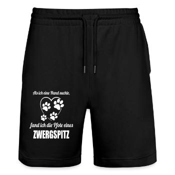 Hand & Pfote - Spruch - Zwergspitz - Stanley/Stella Unisex Bio Joggingshorts Trainer  - Schwarz - Vorne - Nik (191cm) & Marisol (170cm)
